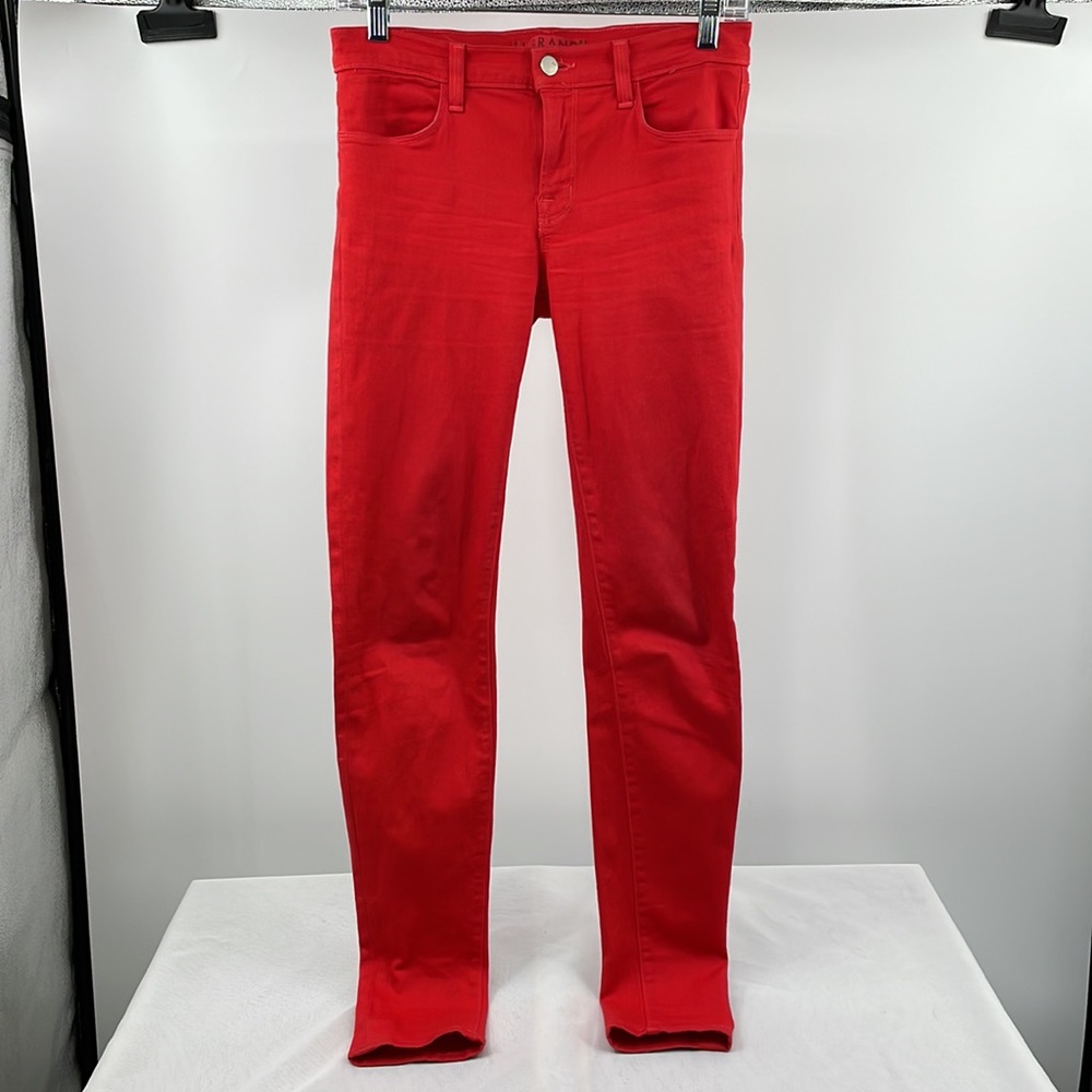 J Brand Super Skinny Lipstick Orange Red Jeans Size 27